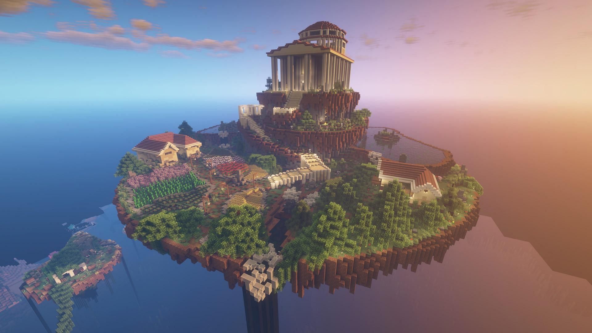 Stunning sky base can be created in Minecraft (Image via Reddit/u/SirSurtrYt)