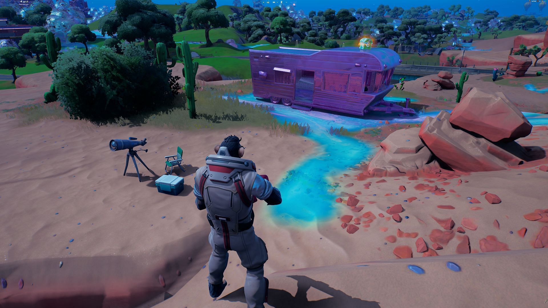 The RV, supposedly from Breaking Bad has undoubtedly seen better days in-game(Image via Epic Games/Fortnite)