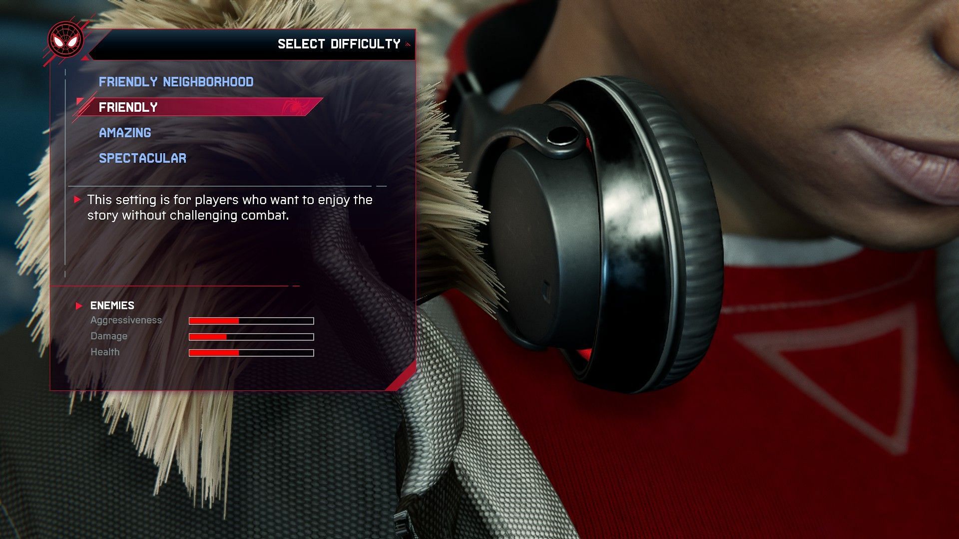 Difficulty levels in Marvel&rsquo;s Spider-Man: Miles Morales (Image via Insomniac Games)