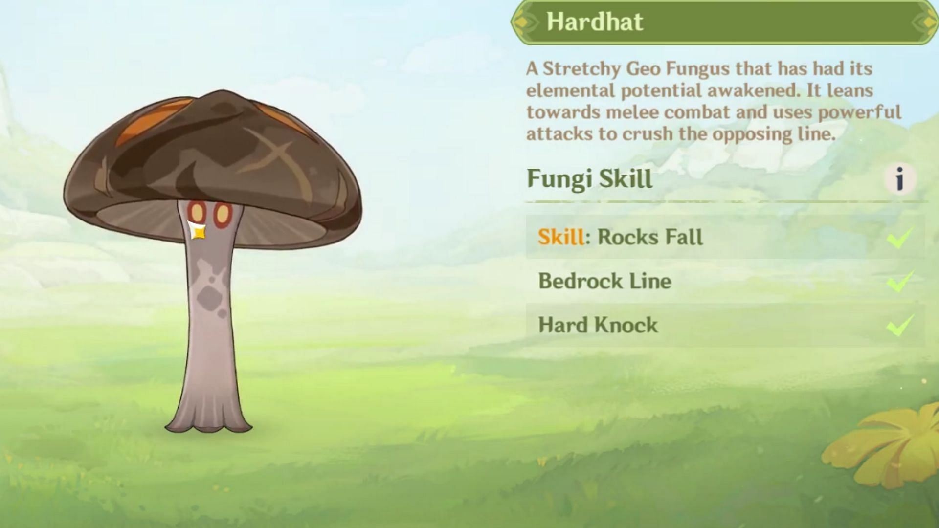 The moves the Stretchy Geo Fungus learns (Image via HoYoverse)