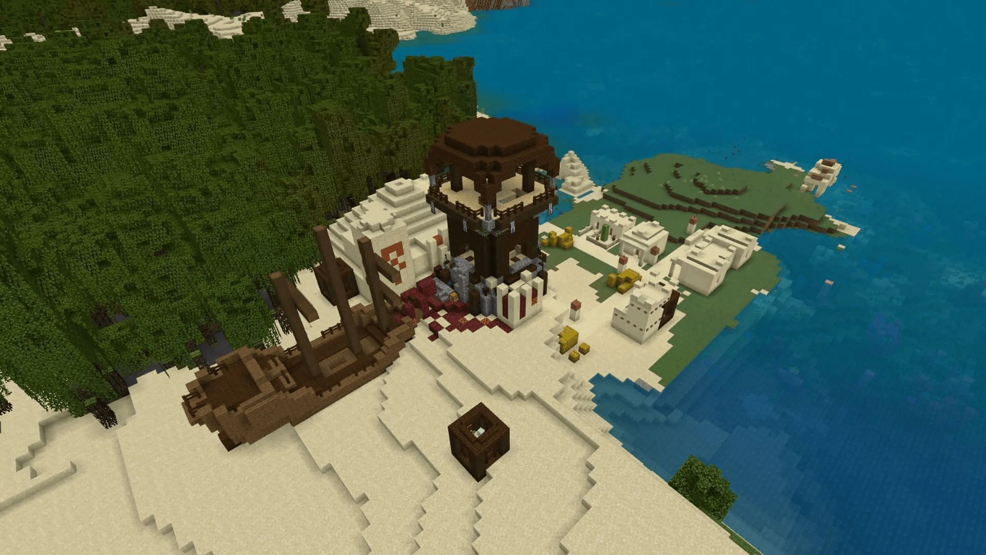This seed's village can get a little hectic (Image via Mojang)