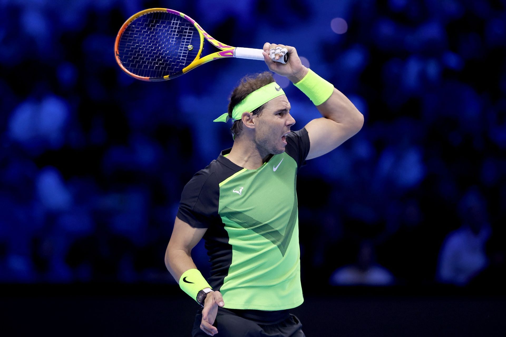 Rafael Nadal en acción durante las Nitto ATP Finals 2022