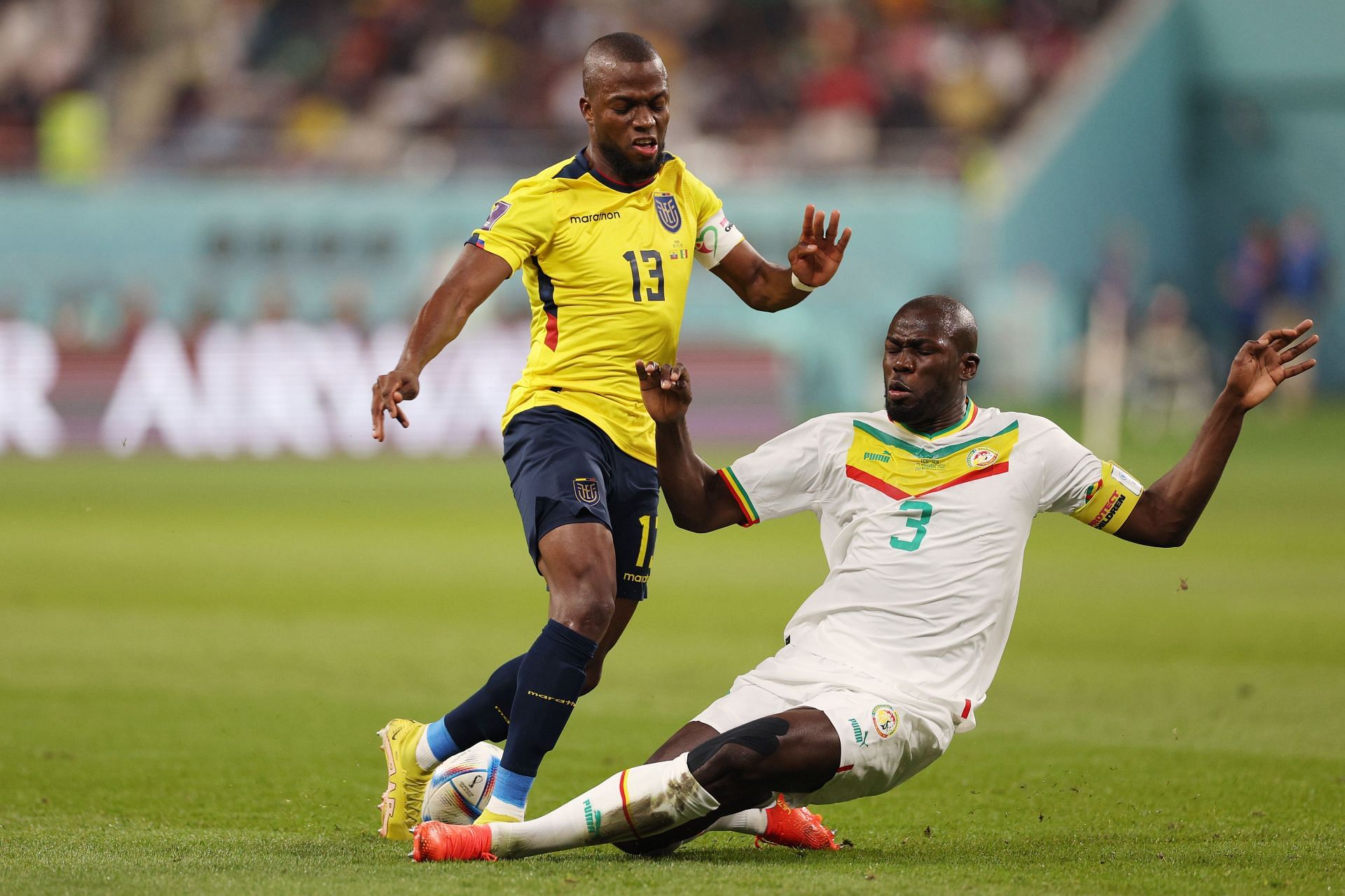 Enner Valencia is stopped in his tracks by Kalidou Koulibaly.