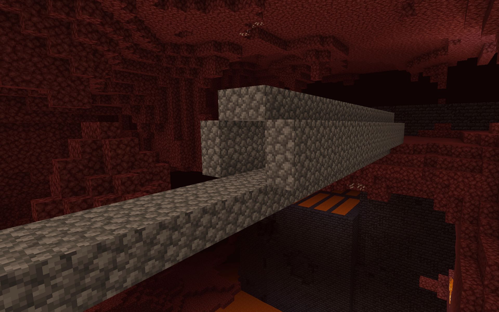 Cover bridges from all sides to stay safe in Minecraft&#039;s Nether realm (Image via Mojang)