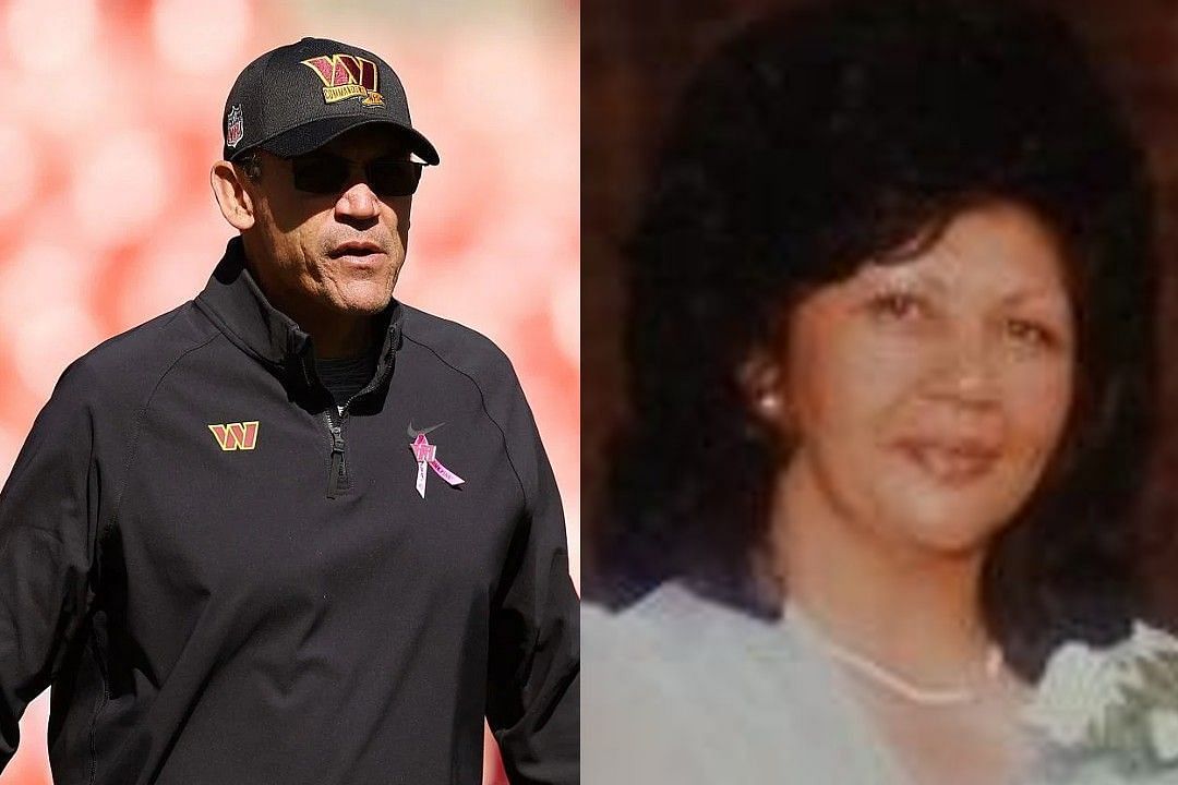Ron Rivera, left, and his mother, Dolores, right 