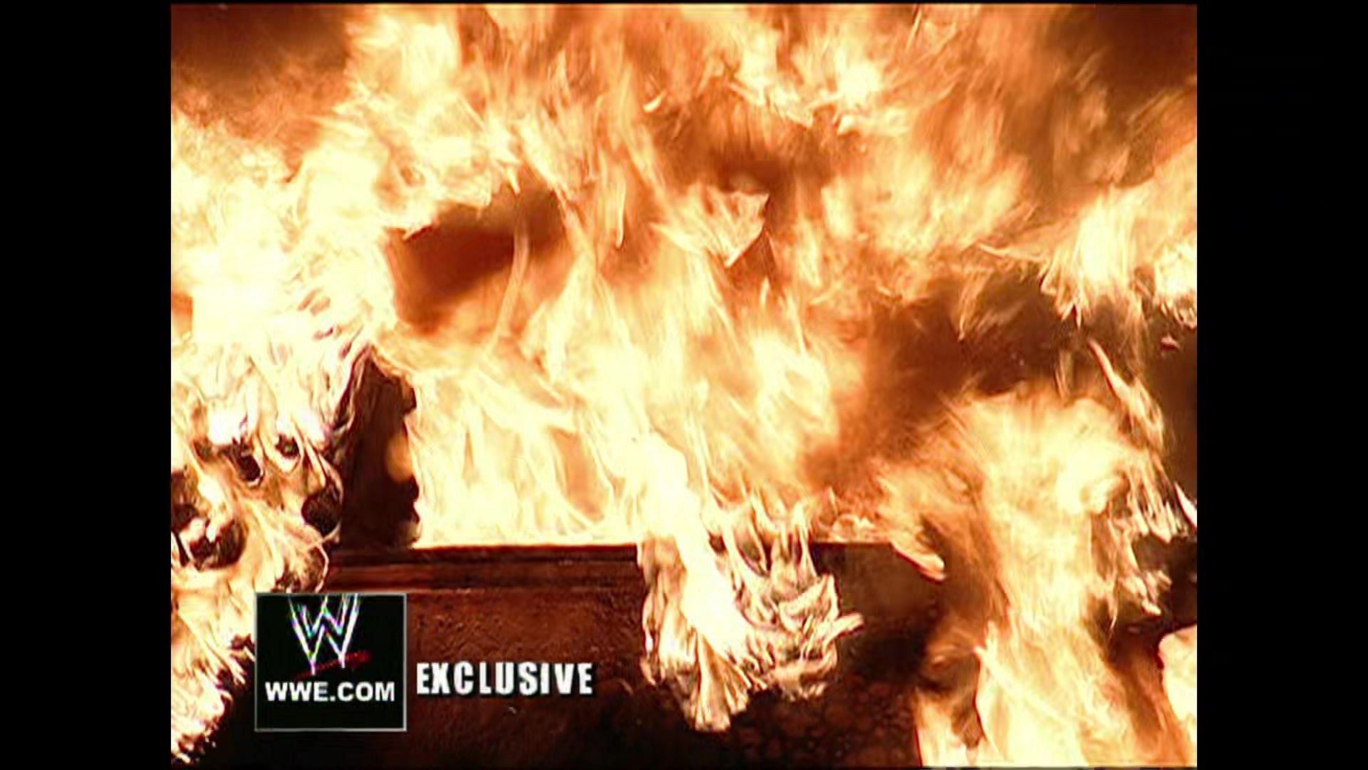 Mr. McMahon's limousine on fire