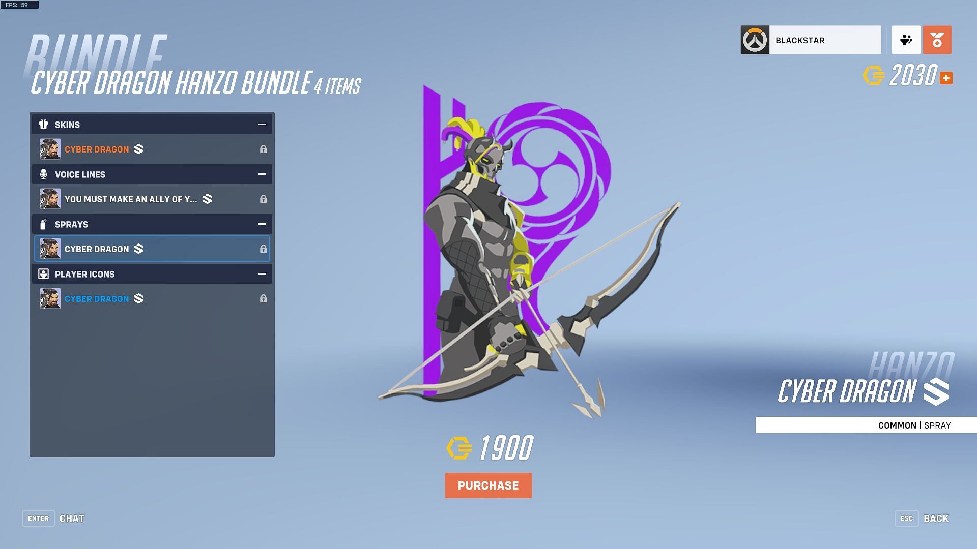 The Cyber Dragon Hanzo Common Spray in Overwatch 2 (Image via Blizzard Entertainment)