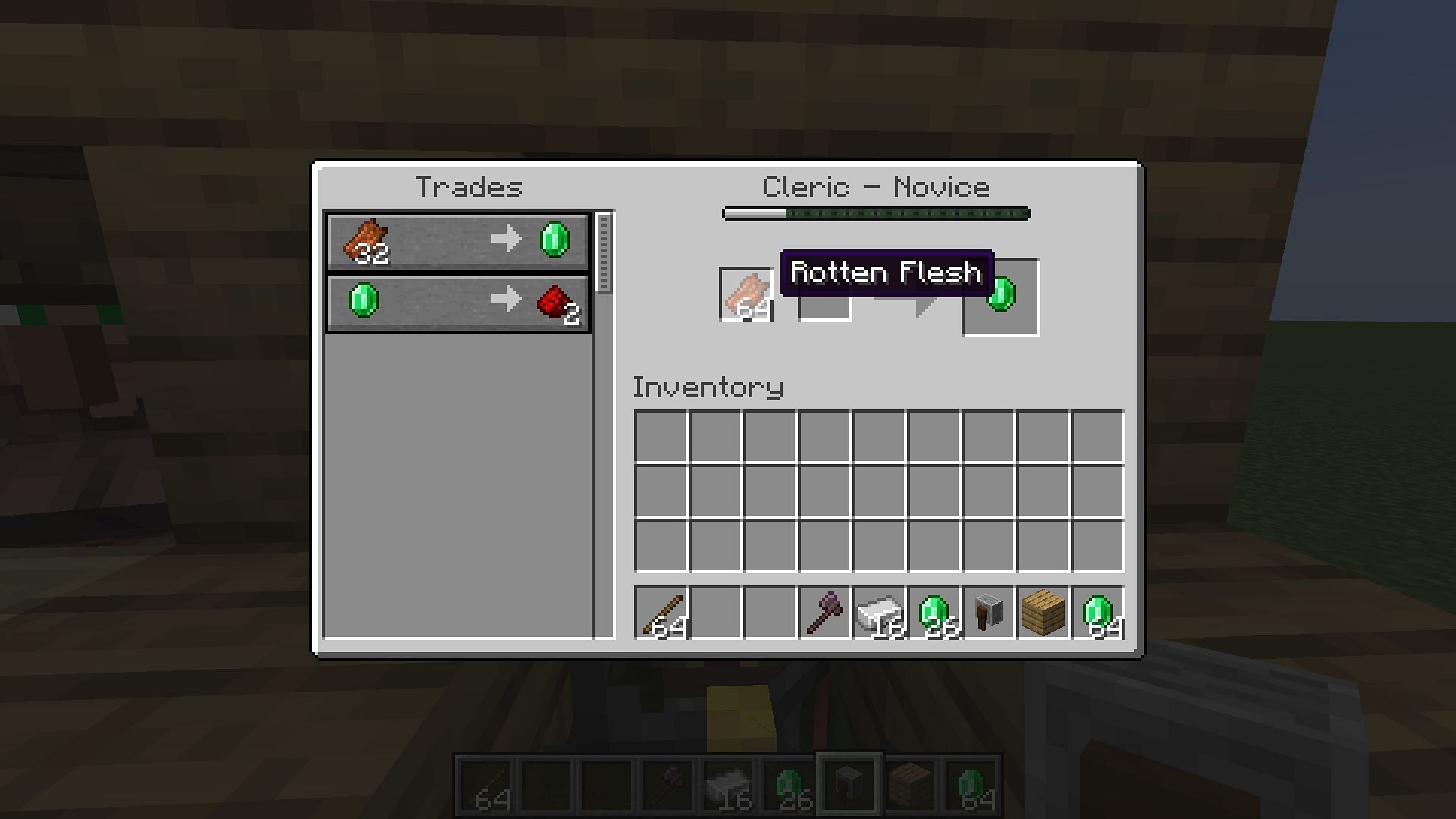 Players will collect a lot of rotten flesh from zombies that can be traded in Minecraft (Image via Mojang)