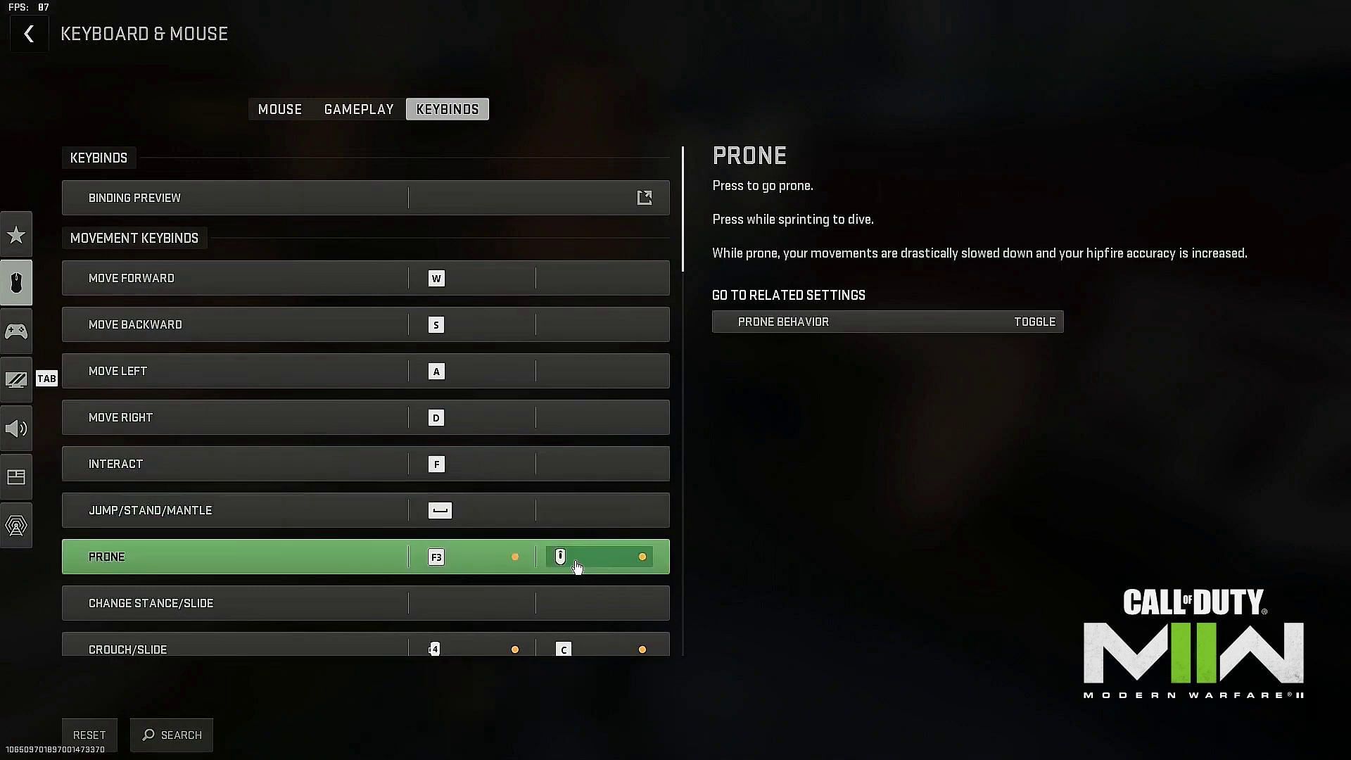 Change your Prone key bind to scroll (Image via Activision)