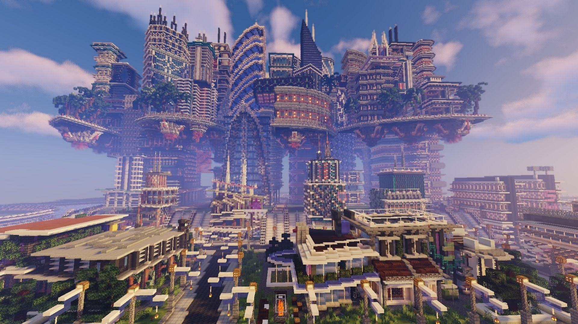 Futuristic City is brilliant to build in Minecraft 1.19 (Image via Reddit/u/Routine-Solution-815)