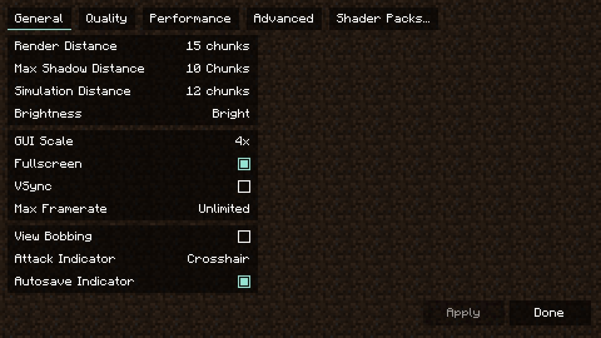 Changed video settings tab : r/Minecraft
