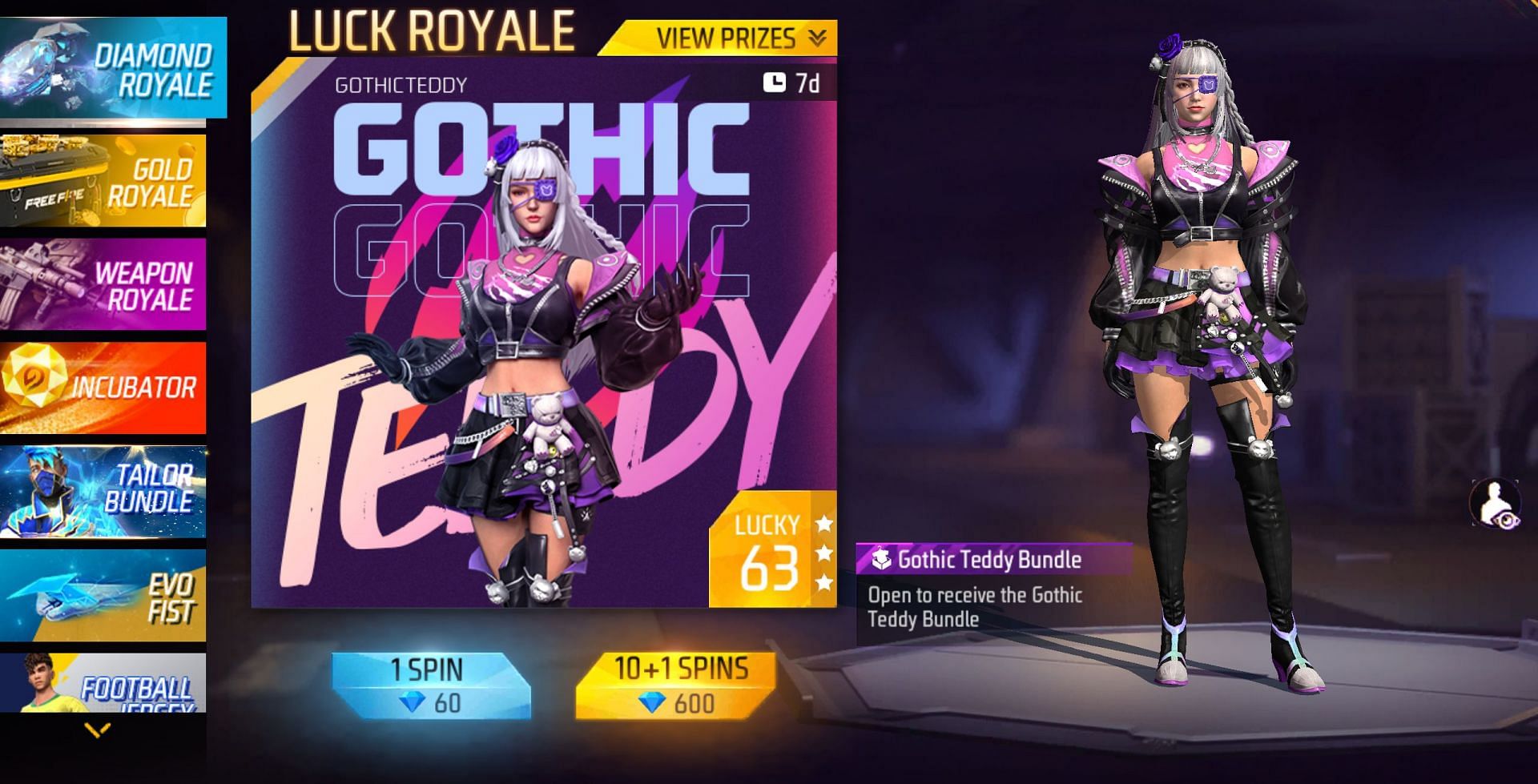 Select the new Incubator from the menu on the left (Image via Garena)