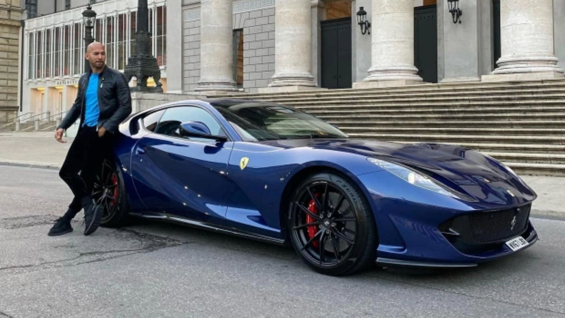 Tate's blue Ferrari 812 Superfast is a beauty (Image via Instagram)