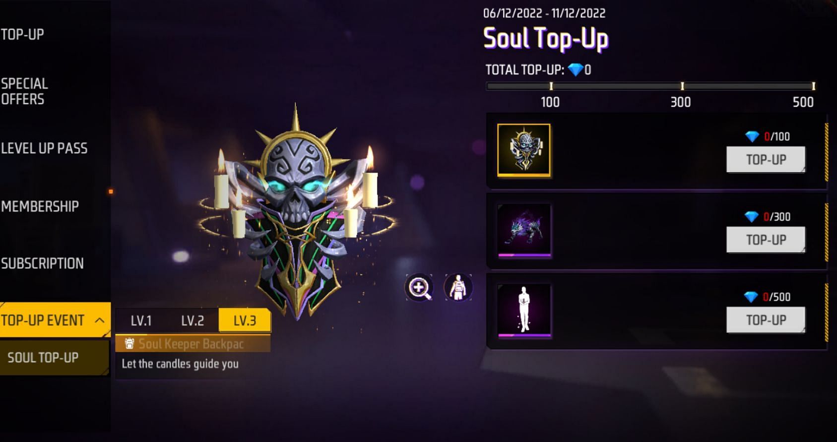 Soul Top-Up event in Free Fire MAX (Image via Garena)