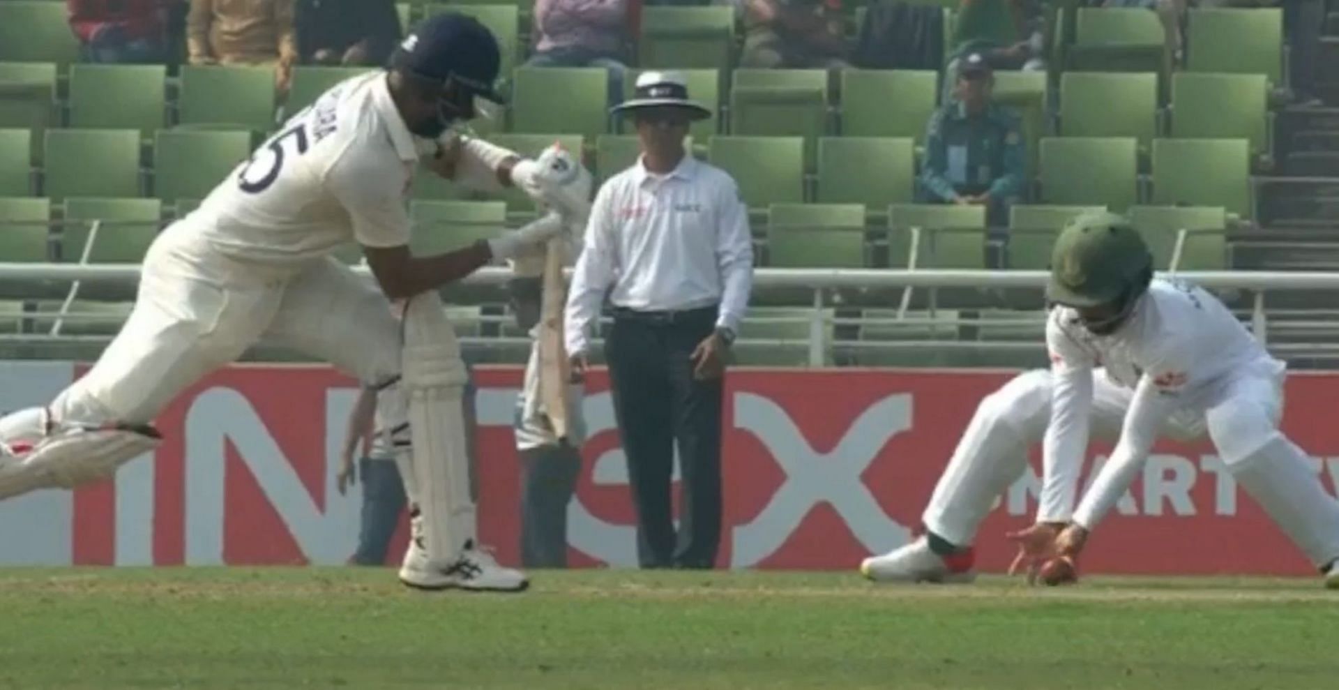 WATCH] Mominul Haque takes a sharp catch at forward short-leg to dismiss  Cheteshwar Pujara