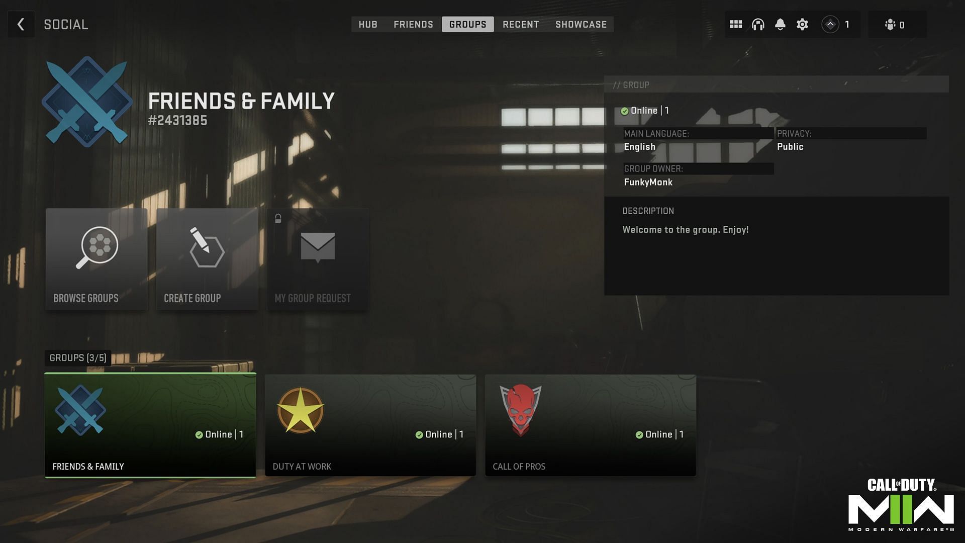 Groups add a new dimension to the social features of Modern Warfare 2 and Warzone 2 (Image via Activision)