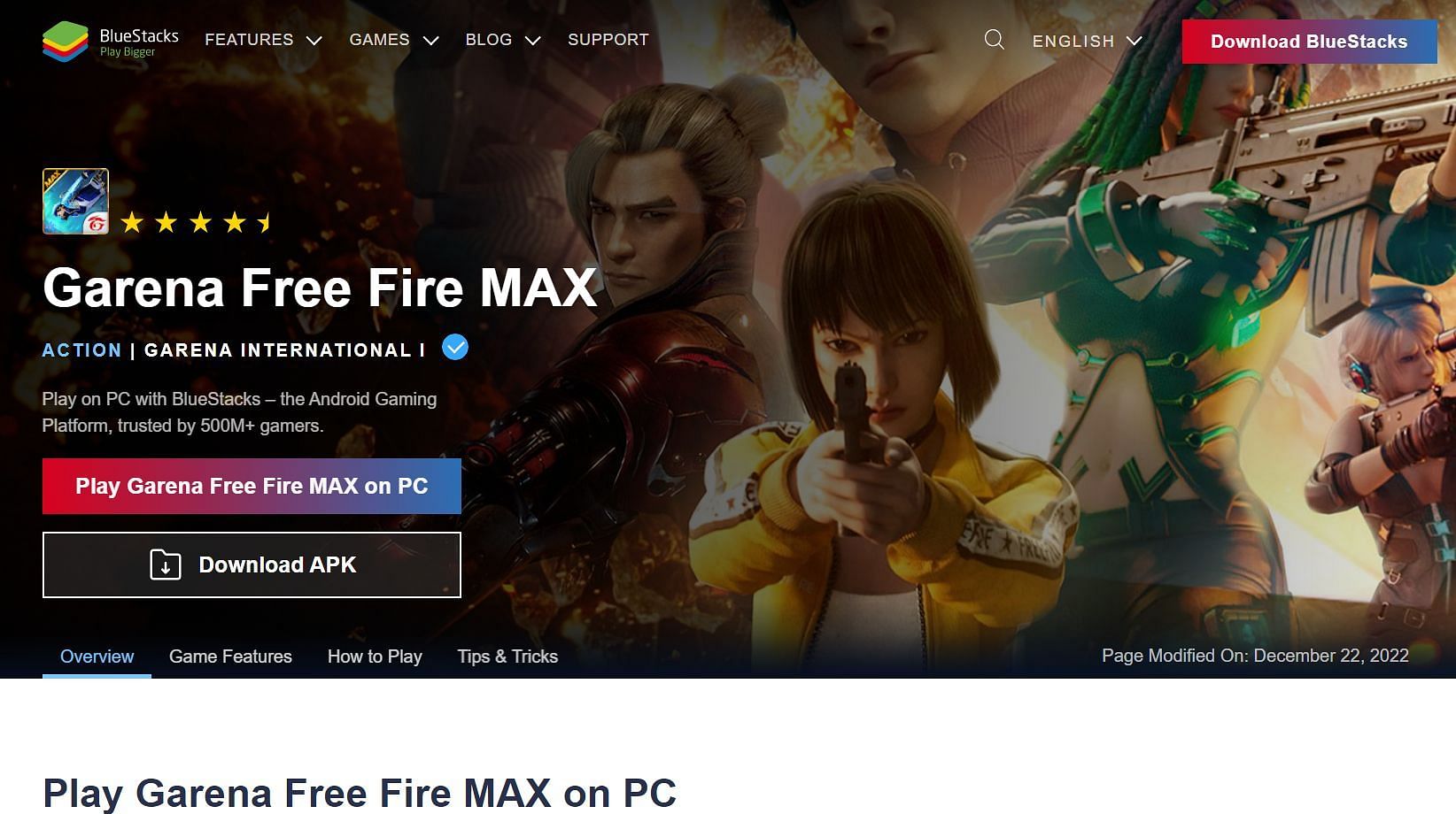 Emulators allow players to install an Android game like Free Fire MAX on their PCs (Image via BlueStacks)