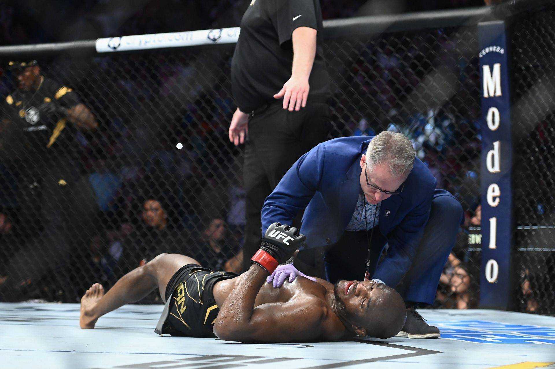 Kamaru Usman was left unconscious by Leon Edwards in a stunning knockout