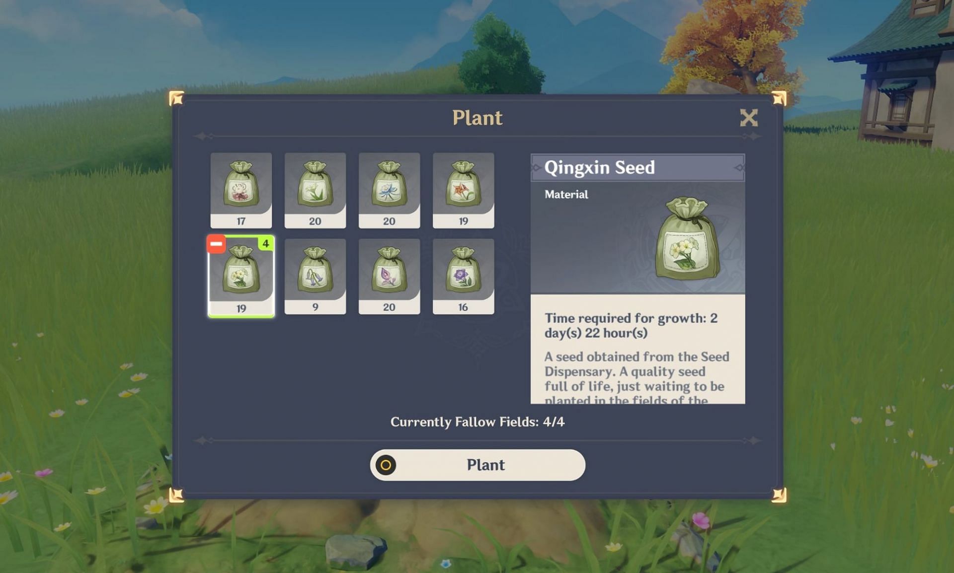 Example of a player planting the seed of this item in their Serenitea pot (image via HoYoverse)