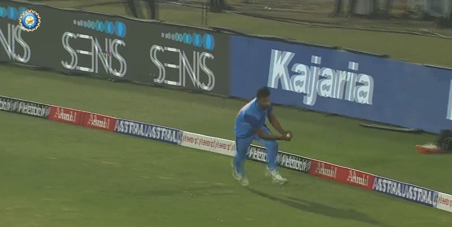 Shivam Mavi takes a brilliant catch to dismiss Sri Lanka batter Charith Asalanka | Image: BCCI Twitter screengrab