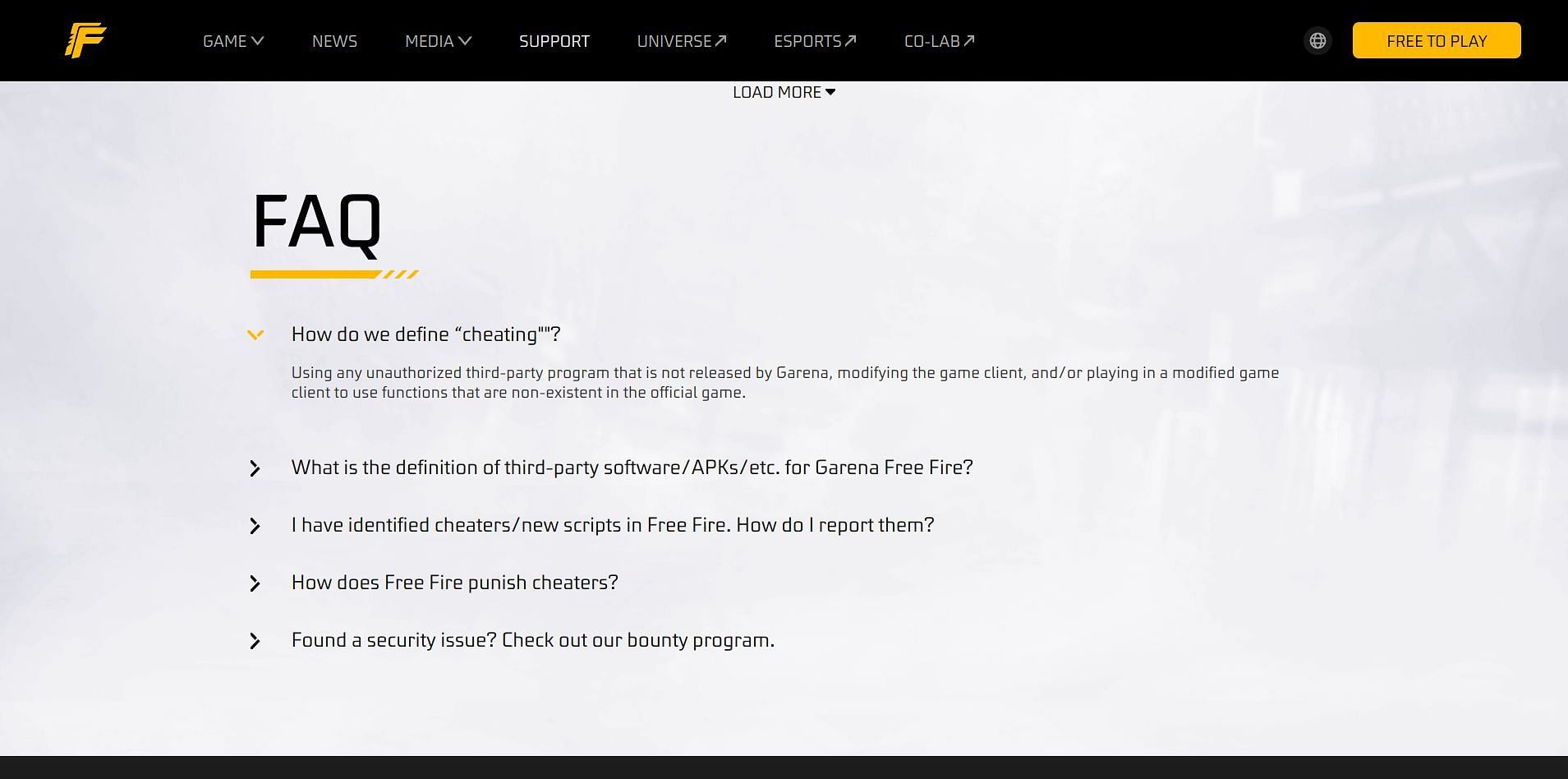 Garena FAQ (Image by Garena)