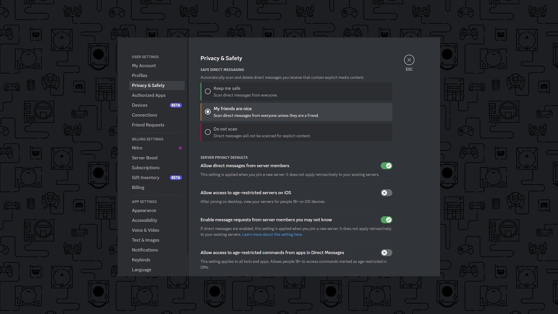 Configuración de privacidad y seguridad (Imagen a través de Sportskeeda)