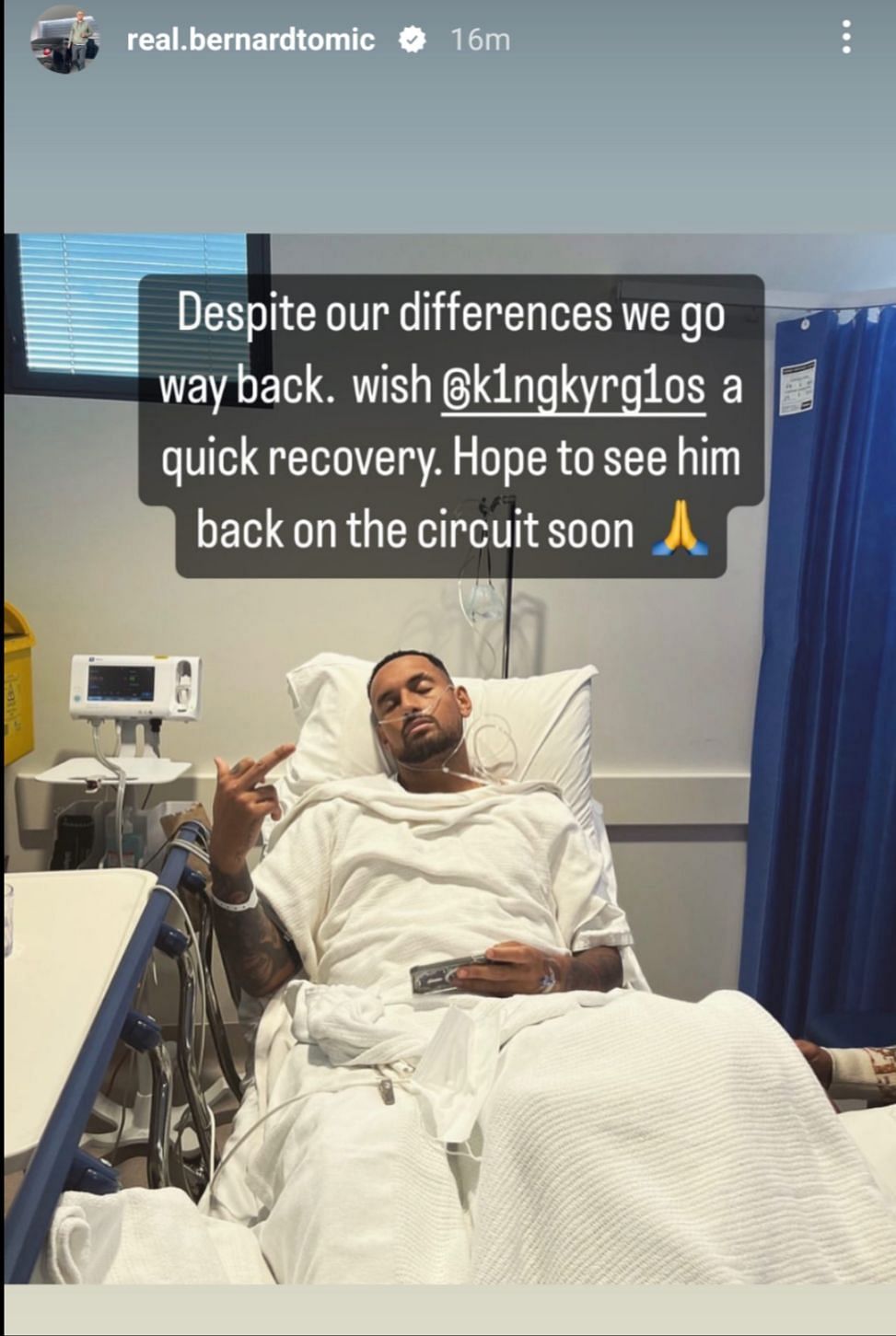 Bernard Tomic wishes Nick Kyrgios a speedy recovery