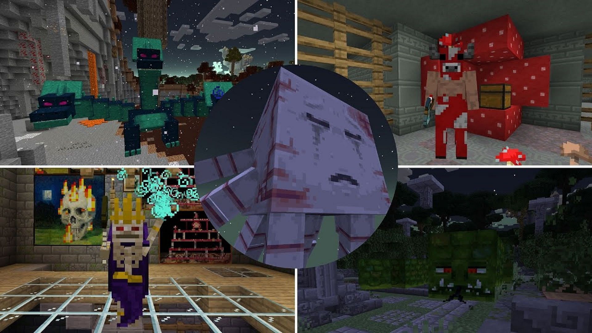 Varios jefes que aparecen en el mod Twilight Forest de Minecraft (Imagen a través de goeyweegee/YouTube)