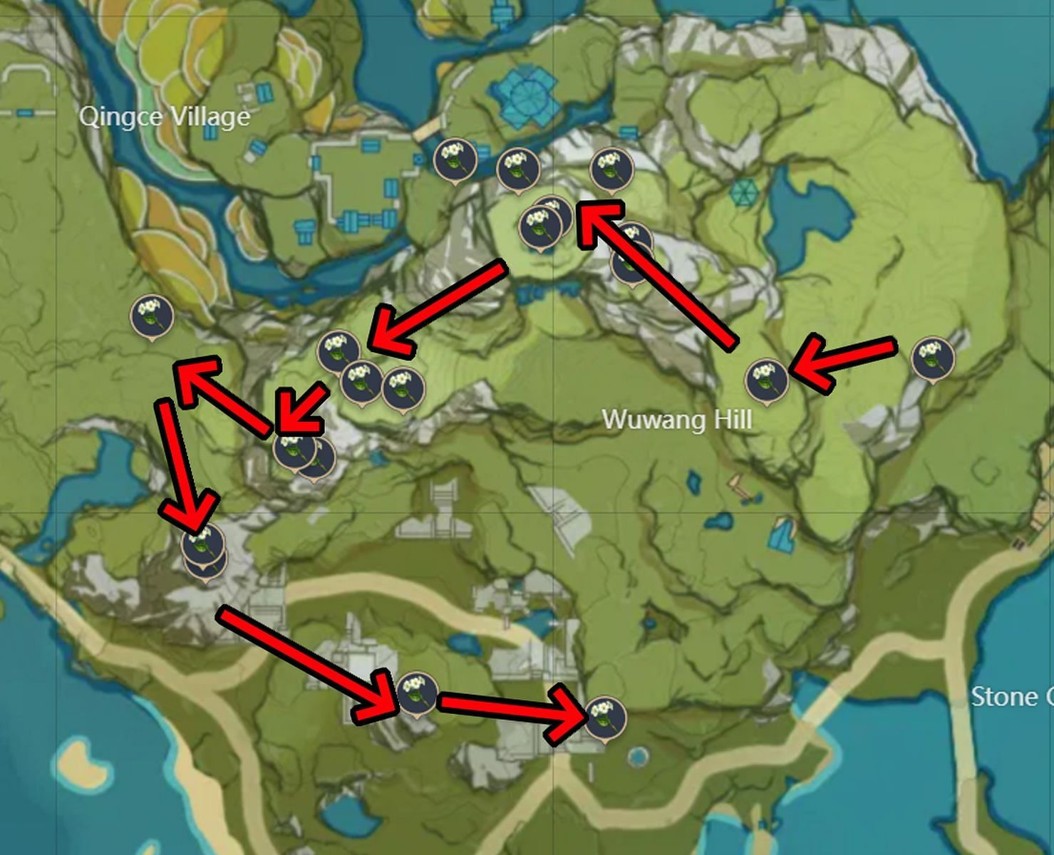 Another theoretical farming route (Image via HoYoverse)