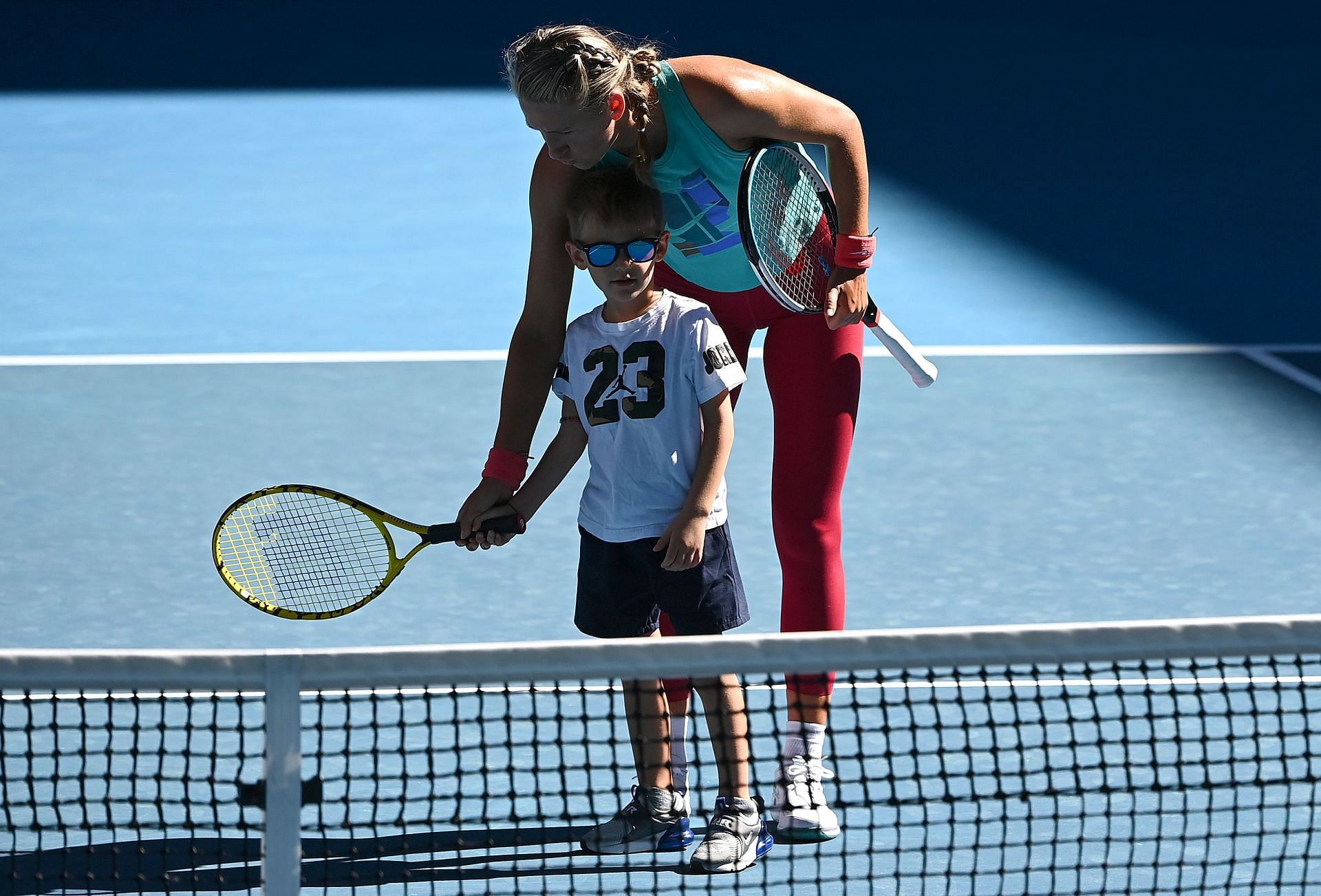 Victoria Azarenka with her son at the 2022 Australian Open