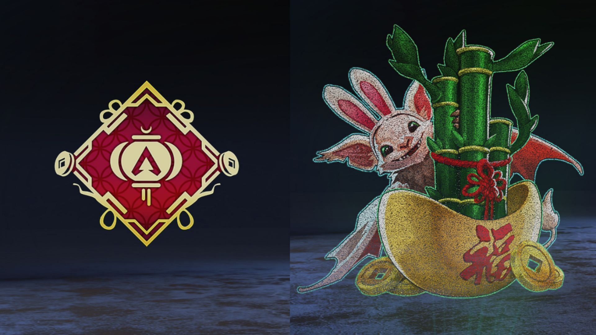 The Celestial Sunrise Banner Badge and Bamboo Bunny Holospray in Apex Legend (Image via EA)