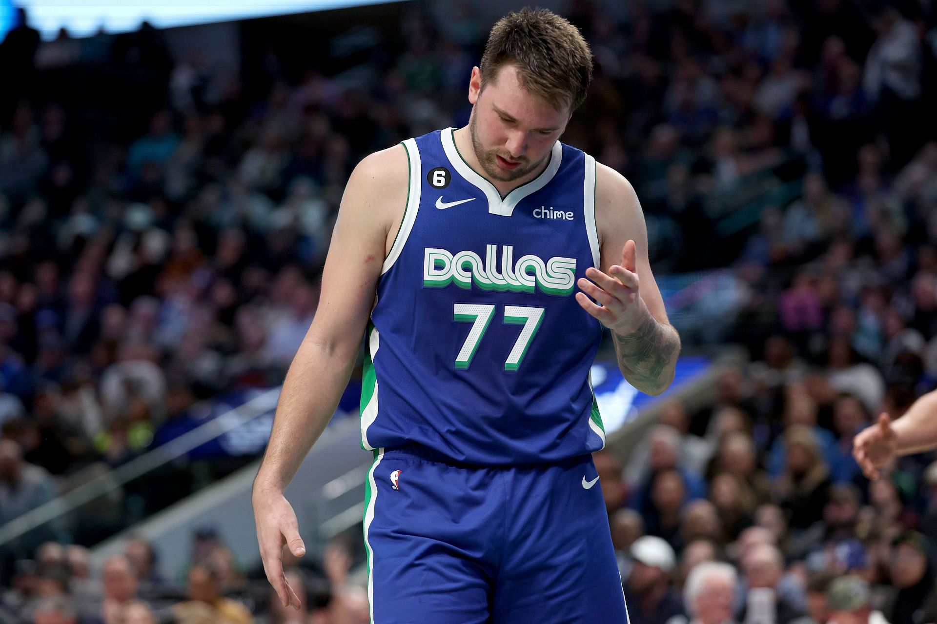 Luka Doncic is treating a sprained left ankle.
