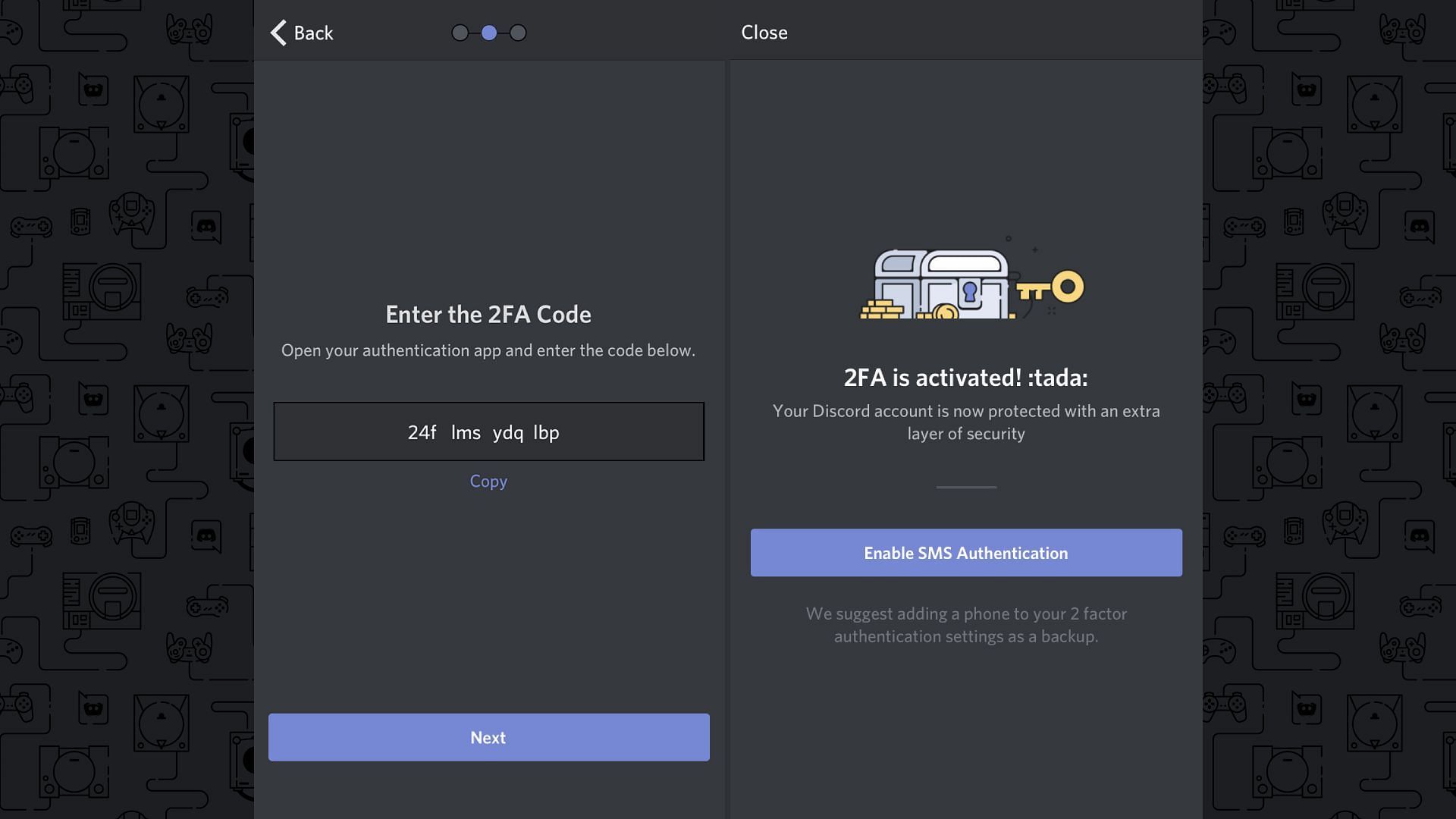 Enabling two-factor authentication (Image via Discord support)