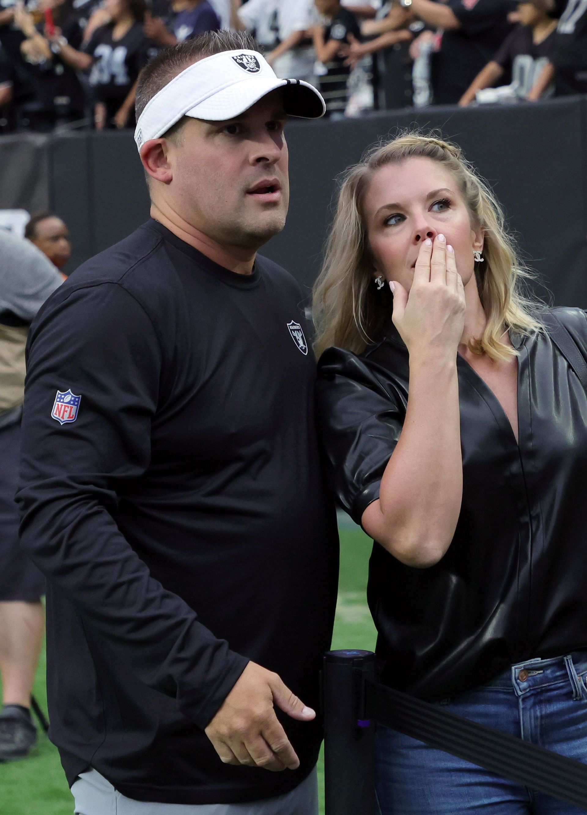 Josh McDaniels wife Laura at a Raiders game