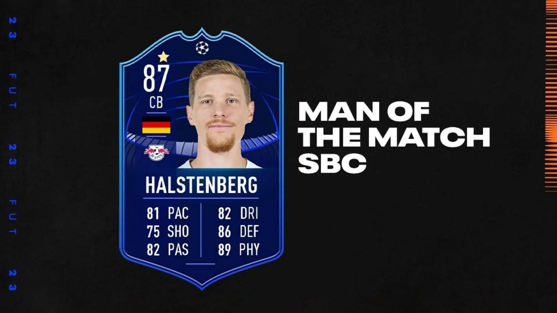 The Marcel Halstenberg UCL MOTM SBC debuts in FIFA 23 following a spirited performance from the defender against Manchester City (Image via EA Sports)