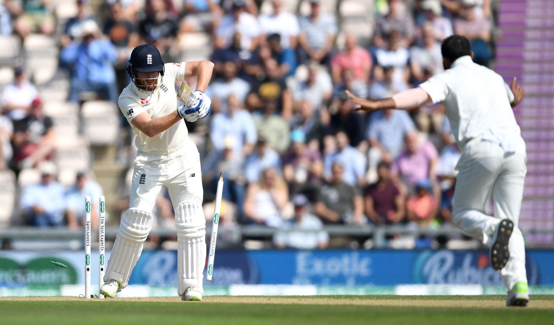 Jonny Bairstow is knocked over during the 2018 Southampton Test. (Pic: Getty Images)
