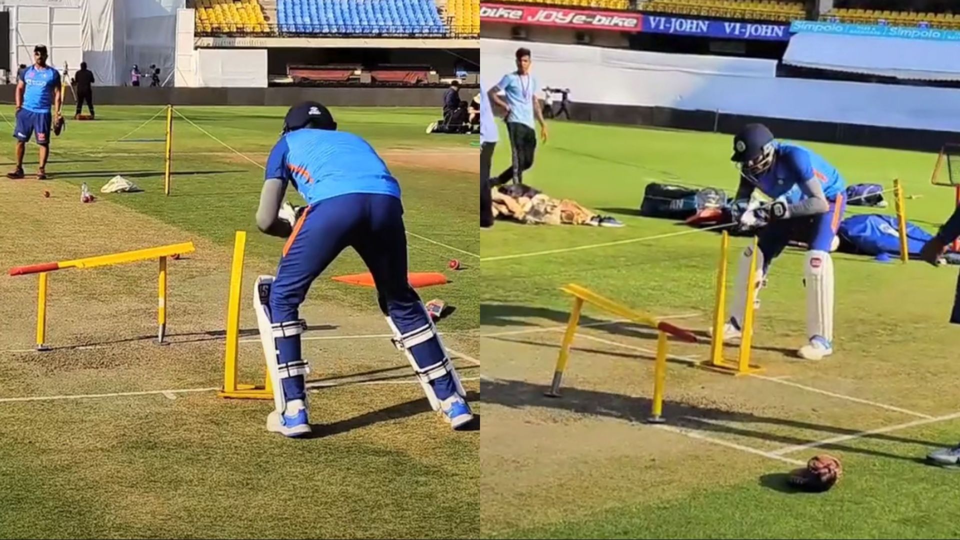[WATCH] "Keeping it safe" KS Bharat practices wicketkeeping skills