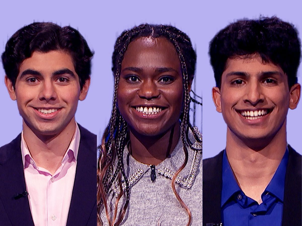 Stills of Lucas Miner, Audrey Satchivi and Anish Maddipoti (Images Via Jeopardy!)