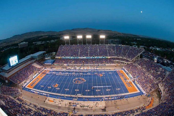 Why does Boise State's Albertsons Stadium have blue turf?