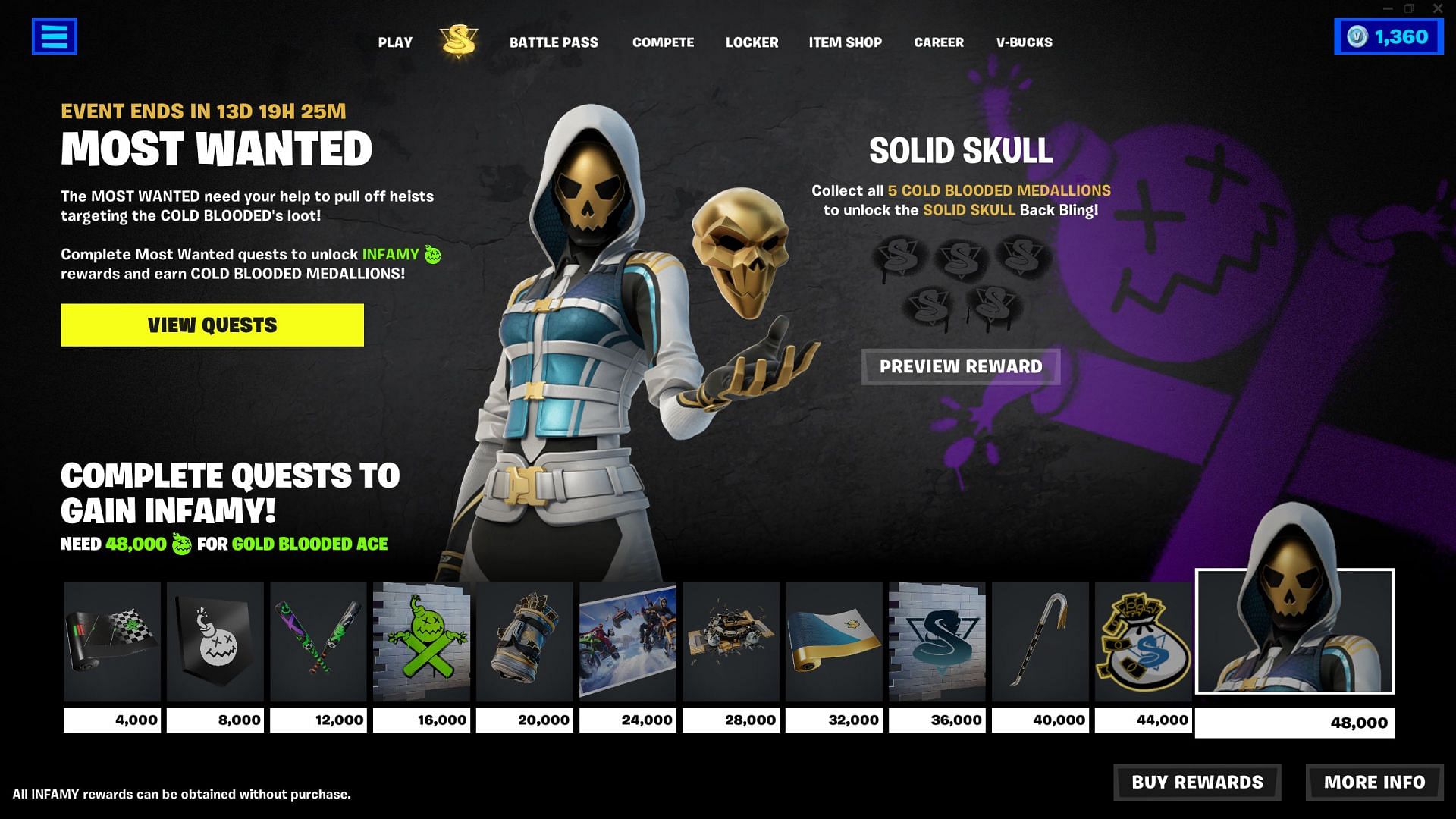 New Most Wanted challenges can be obtained from a special website (Image via Epic Games)