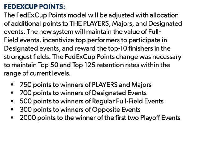 PGA Tour defines eligibility and FexEx Cup points for designated events ...