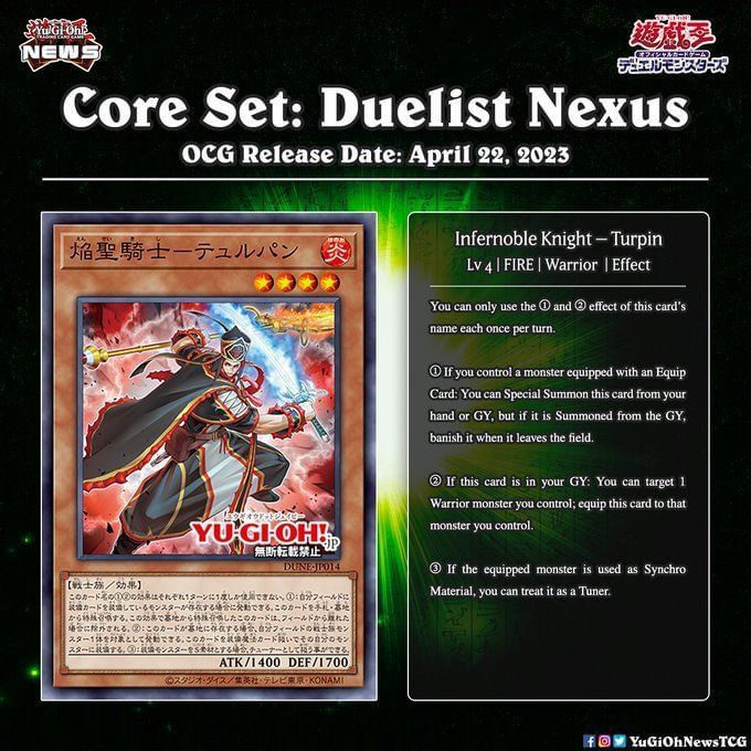 Noble Knight YuGiOh!'s Duelist Nexus set will feature new Noble