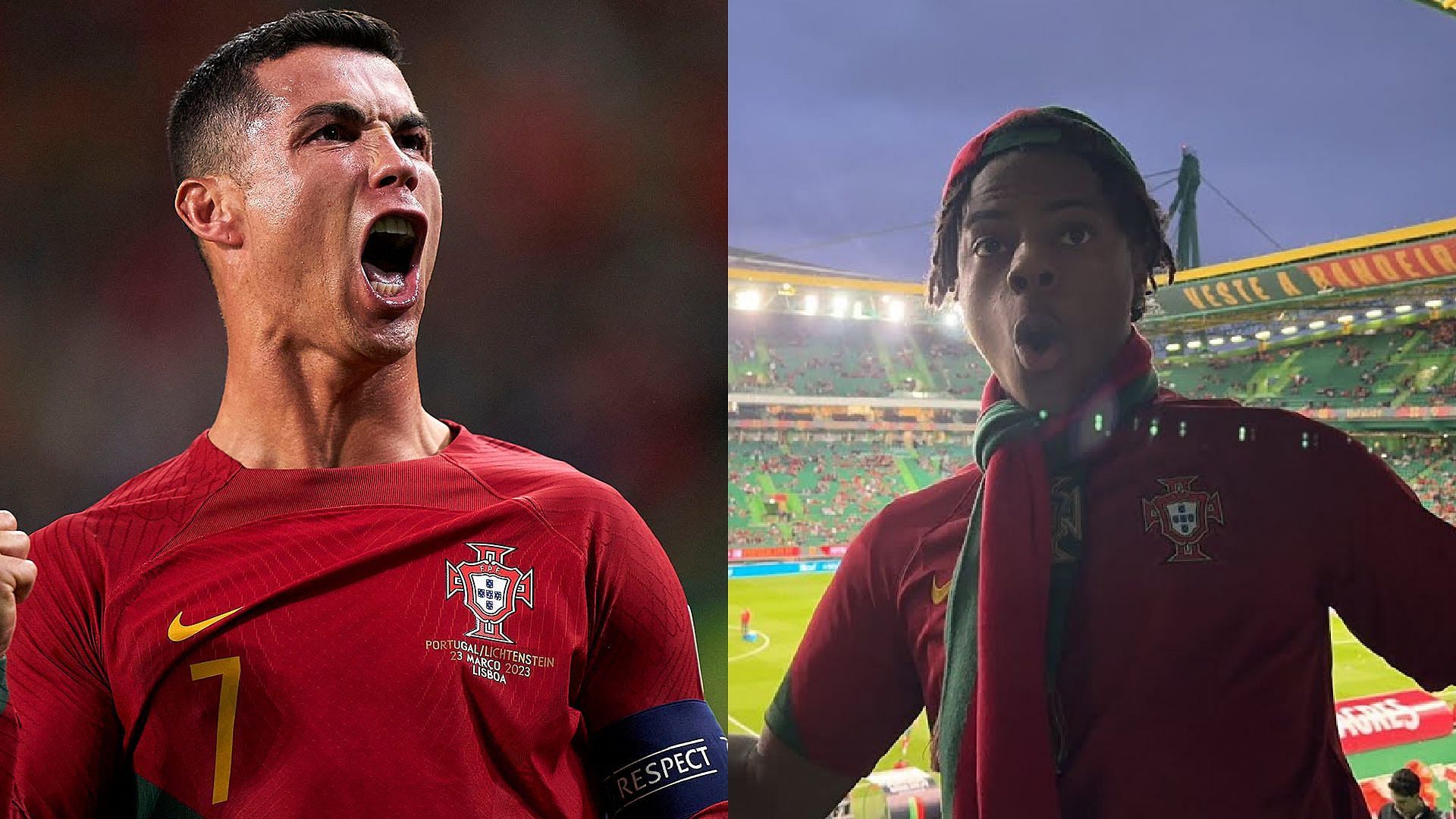 IShowSpeed and Nani's celebration after Cristiano Ronaldo scores in