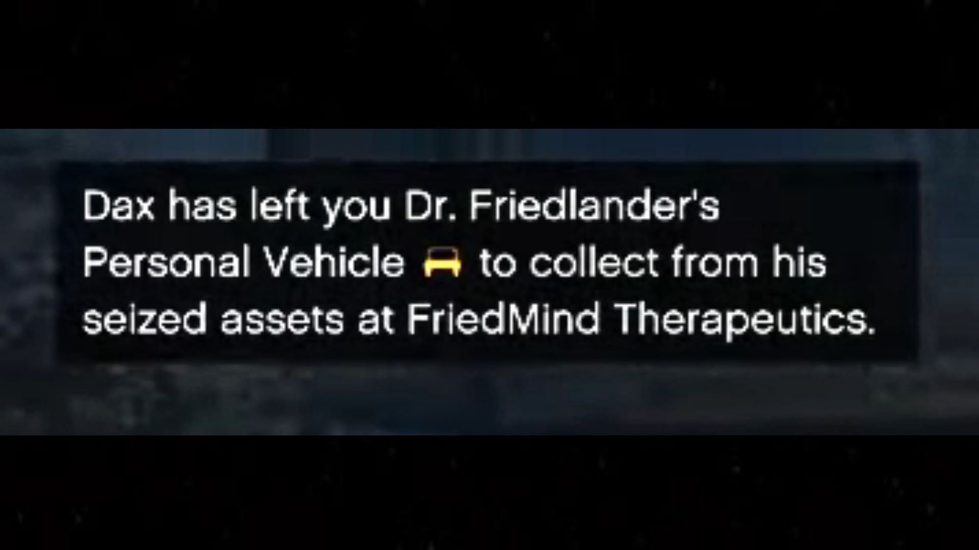 Dax has left behind the doctor&#039;s car for players (Image via YouTube @HarmNone)