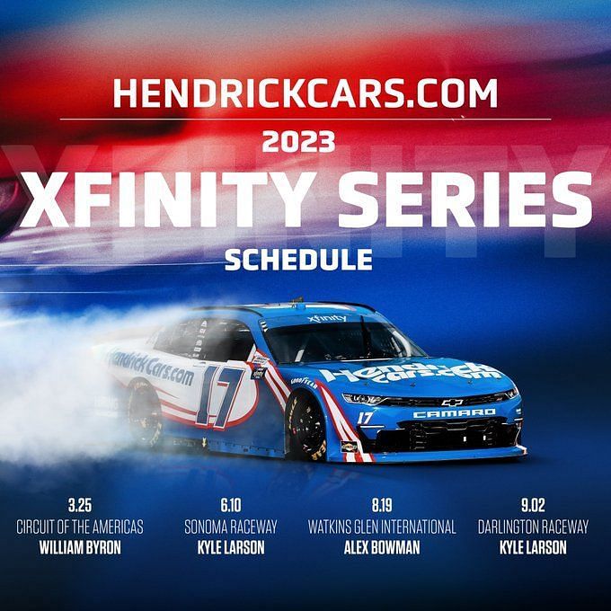 NASCAR Full schedule of Hendrick Motorsports for 2023 Xfinity Series