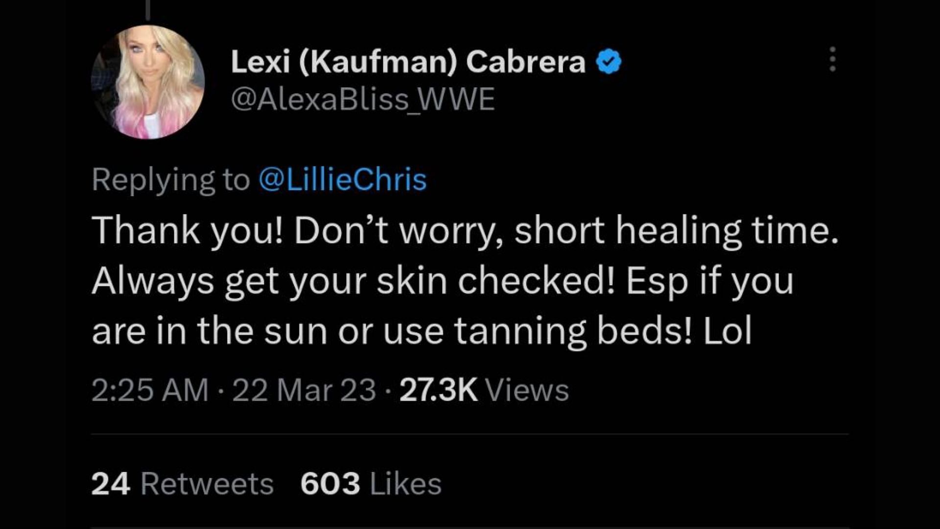 Alexa Bliss&#039; deleted tweet