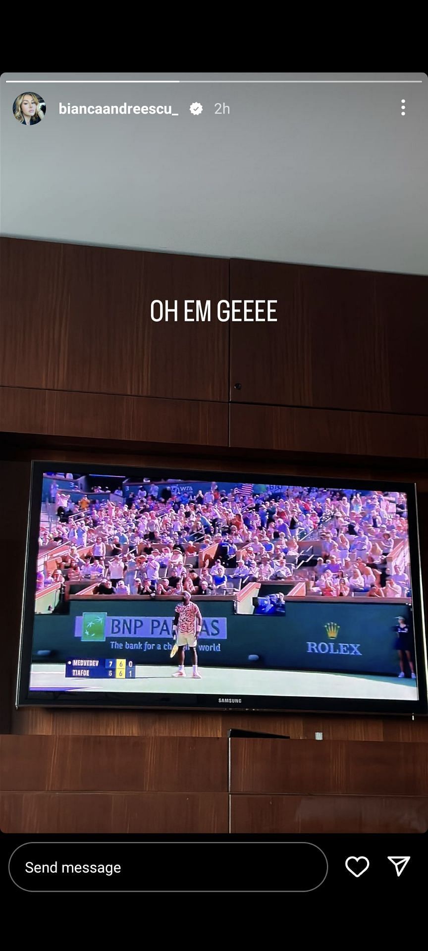 Andreescu&#039;s Instagram story