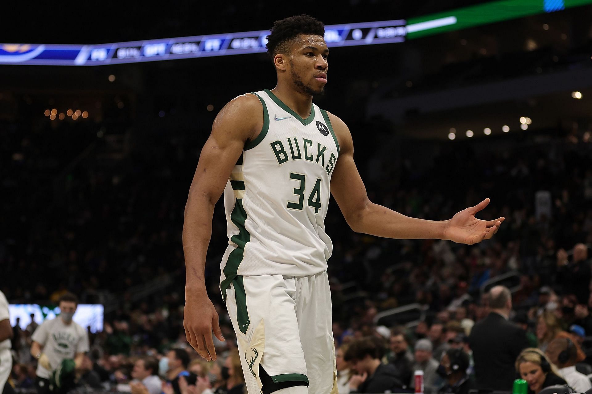 Giannis Antetokounmpo of the Milwaukee Bucks against the Indiana Pacers