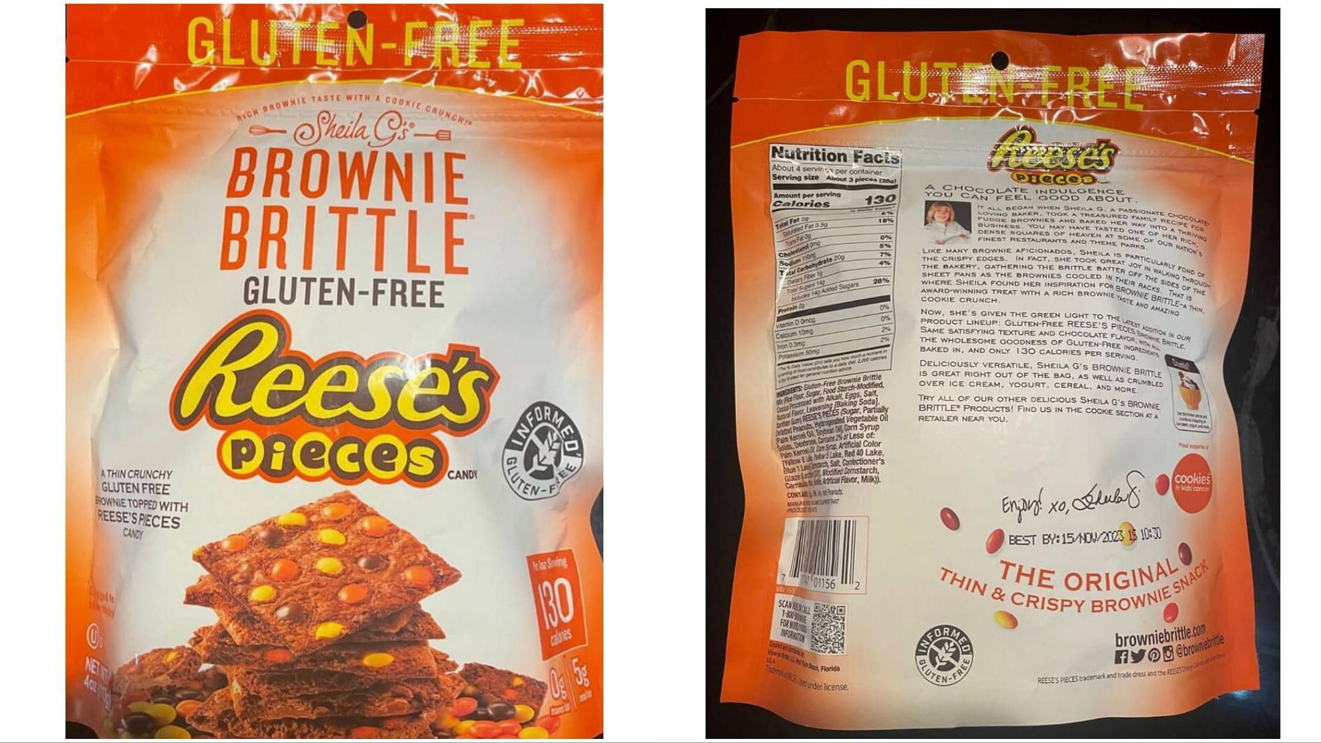 GlutenFree Reese’s Pieces Brownie Brittle recall reason, affected lot