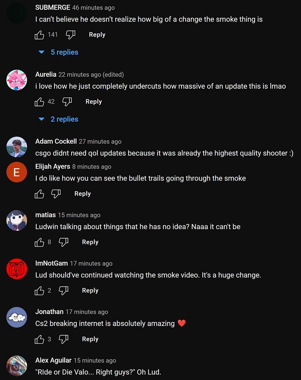 Fans in the YouTube comments section reacting to the streamer&#039;s take (Image via Ludwin Clips/YouTube)